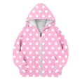thumbnail image 1 of SonxaHe Big Girl's Jacket Dots Prints Hooded Zip Up Loose Jacket Child Comfy Athletic Streetwear Autumn Jackets Pink,Sized 8-9, 1 of 3