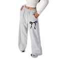 thumbnail image 1 of SonxaHe Big Girl's Pants Bow Prints Straight Leg Sweatpants with Pockets Lightweight Athletic Pants Gray,Size 4-13 Y, 1 of 5