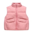 thumbnail image 1 of SonxaHe Big Girl's Puffer Vest Thick Warm Insulated Quilted Padded Vest Kids Winter Solid Sleeveless Coats Outerwear Pink,Sized 9-10, 1 of 5