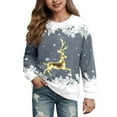thumbnail image 1 of SonxaHe Big Girl's Sweatshirt Christmas Reindeer Print Long Sleeve Top Party Loose Comfy Soft Autumn Winter Sweatshirts Gray,Sized 7-8, 1 of 3