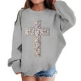 thumbnail image 1 of SonxaHe Big Girl's Sweatshirt Cross Printed Long Sleeve Hoodless Sports Comfy Casual Autumn Winter Tops Gray,Sized 7-8, 1 of 3