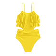 thumbnail image 1 of SonxaHe Big Girl's Two Piece Swimwear Solid Ruffled Strappy Bikini Set Children Summer Beachwear Resort Swimsuits Yellow,Size 12-13 Y, 1 of 2