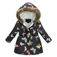 thumbnail image 1 of SonxaHe Big Girl's Winter Coats Cartoon Prints Zipper Thicken Warm Winter Waterproof Hooded Puffy Coat Black,Sized 7-8, 1 of 3