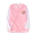 thumbnail image 1 of SonxaHe Big Girls Bomber Jackets Floral Print Colorblock Long Sleeve Jacket Child Loose Athletic Autumn Jacket Pink,Sized 7-8, 1 of 6