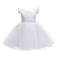 thumbnail image 1 of SonxaHe Big Girls Dress Ruffle Sleeve Evening Tulle Dresses Kids Stylish Pageant Birthday Party Princess Gown White,Size 7-8 Y, 1 of 6