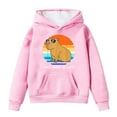thumbnail image 1 of SonxaHe Big Girls' Hooded Sweatshirts Cartoon Capybara Oversized Pocket Hoodies Kids Comfy Fall Winter Hoodies Pink,Sized 10-11, 1 of 3