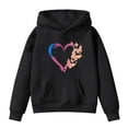thumbnail image 1 of SonxaHe Big Girls Hoodie Lined Long Sleeve Love Print Athletic Relaxed Hooded Sweatshirts Black,Sized 11-12, 1 of 3
