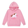 thumbnail image 1 of SonxaHe Big Girls' Hoodies Warm Cartoon Horse Print Long Sleeve Pullover Hooded Sweatshirts with Pocket Pink,Sized 8-9, 1 of 3