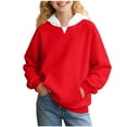 thumbnail image 1 of SonxaHe Big Girls Hoodies and Sweatshirts Long Sleeve Casual Pullover Spring and Fall Hoodie Witn Pockets Red,Sized 9-10, 1 of 6