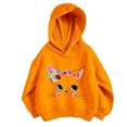 thumbnail image 1 of SonxaHe Big Girls Hoodies and Sweatshirts Long Sleeve Cute Cat Prints Outdoor Loose Hooded Sweatshirts Orange,Sized 7-8, 1 of 8
