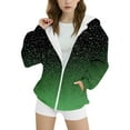 thumbnail image 1 of SonxaHe Big Girls' Jacket Gradient Prints Fleece Zip Up Hooded Jacket Child Athletic Lightweight Warm Outerwear Jackets Green,Sized 14-15, 1 of 4