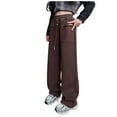 thumbnail image 1 of SonxaHe Big Girls Pants Drawstring Elastic Waist Straight Leg Sweatpants Kids Active Warm Trousers Brown,Sized 12-13, 1 of 5