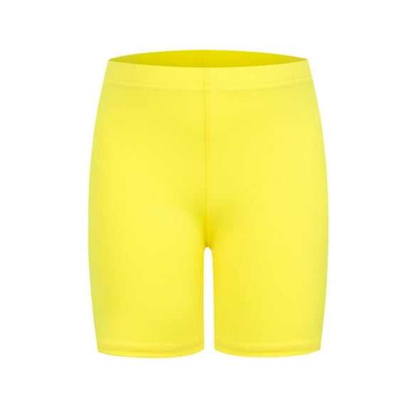 SonxaHe Big Girls Shorts Elastic Waist Stretch Legging Shorts Child Summer Athletic Casual Shorts Yellow,Sized 11-12