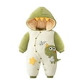 thumbnail image 1 of SonxaHe Bodysuit for Newborn Boy Girl Cartoon Fleece Lined Hooded Jumpsuit Baby Spring Outdoor Soft Cozy Clothing Green,Size 6-12 M, 1 of 2