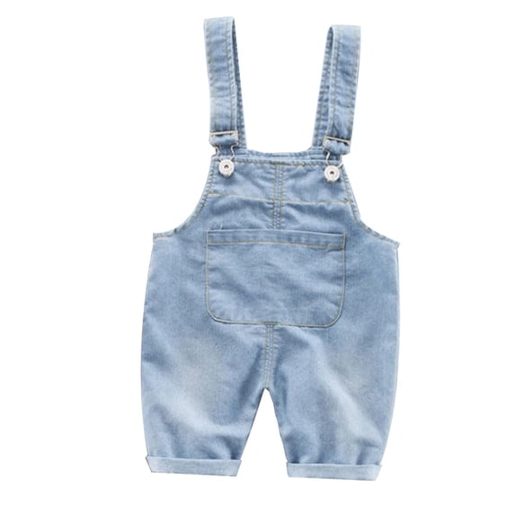 SonxaHe Infant Boy Girl Jean Solid Suspender Denim Trousers with Pocket Baby Streetwear Durable Denim Pants Blue,Size 6 M-3 Y