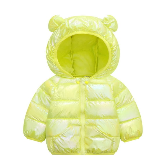 SonxaHe Infant Boy Girl Puffer Coat Gradient Long Sleeve Zipper Hooded Coat Winter Lightweight Waterproof Outerwear Yellow,Sized 12-18 M