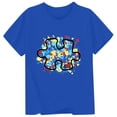 thumbnail image 1 of SonxaHe Infant Boy Girl Tshirt Short Sleeve Cartoon Prints Crewneck Tee Children Sports Breathable Durable T Shirt Blue,Size 1-2 Y, 1 of 2