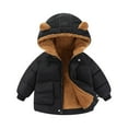thumbnail image 1 of SonxaHe Boy Girl Winter Coat Bear Ears Full Zip Thick Warm Winter Windbreakers Hooded Coat Black,Sized 18-24 M, 1 of 3