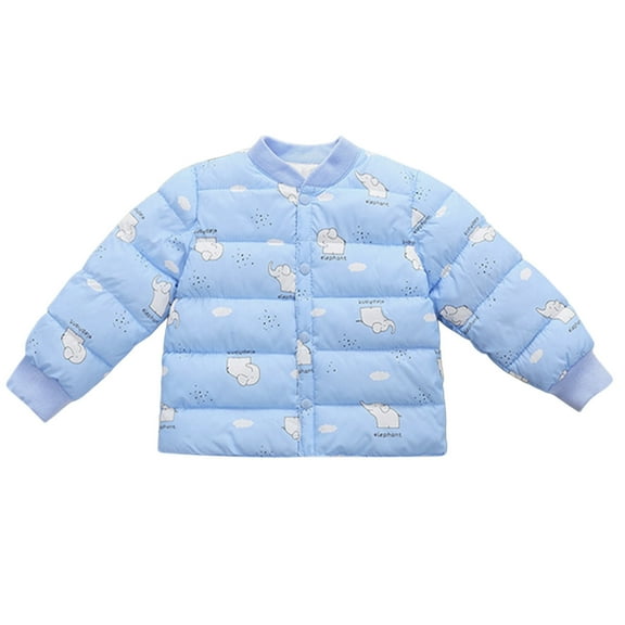SonxaHe Infant Boy Puffer Coat Cartoon Print Long Sleeve Winter Jacket Lightweight Quilted Warm Windproof Coats Blue,Sized 12-18 M