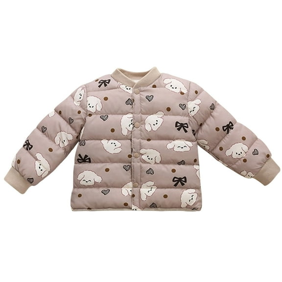 SonxaHe Infant Boy Puffer Coat Winter Warm Cartoon Print Long Sleeve Coat Cozy Stylish Lightweight Outerwear Brown,Sized 18-24 M