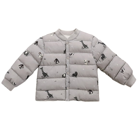 SonxaHe Infant Boy Puffer Coat Winter Warm Cartoon Print Long Sleeve Outerwear Quilted Windproof Puffer Coats Gray,Sized 18-24 M