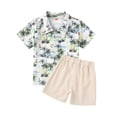 thumbnail image 1 of SonxaHe Infant Boy Summer Outfits Cartoon Dinosaur Short Sleeve Shirt Shorts Kids Loose Cozy Beach Play Outfit Set Beige,Size 18-24 M, 1 of 3