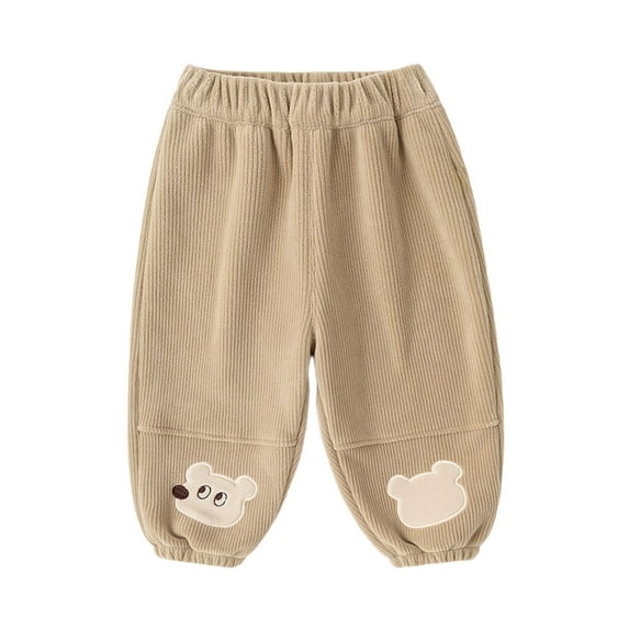 SonxaHe Infant Boy Winter Pants Fleece Warm Thickened Relaxed Jogger Child Thermal Soft Comfortable Trousers Beige,Size 12-18 M