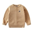 thumbnail image 1 of SonxaHe Infant Boy's Sweater Embroidery Long Sleeve Ribbed Knitted Sweater Warm Cozy Fall Winter Sweaters Brown,Sized 1-2, 1 of 8