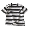 thumbnail image 1 of SonxaHe Infant Boy's Tshirt Short Sleeve Round Neck Striped Print Tee Streetwear Durable Breathable T Shirt Black, 1 of 2