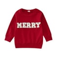 thumbnail image 1 of SonxaHe Infant Boys Girls Christmas Sweatshirt Long Sleeved Letter Embroider Shirt Child Outerwear Xmas Fall Sweatshirts Red,Sized 18-24 M, 1 of 6