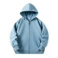 thumbnail image 1 of SonxaHe Boys' Girls Hoodie Long Sleeve Zipper Solid Oversized Comfy Thin Unisex Hooded Sweatshirts Blue,Sized 18-24 M, 1 of 6