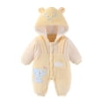 thumbnail image 1 of SonxaHe Infant Boys Girls Romper Cartoon Elephant Long Sleeve Hooded Jumpsuit Fleece Cozy Soft Bodysuit for Baby Yellow,Size 9-12 M, 1 of 3