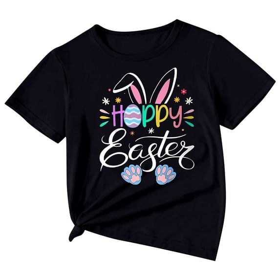 SonxaHe Infant Boys Girls T Shirt Easter Day Cartoon Short Sleeve Summer Top Kids Athletic Durable Loose T Shirts Black,Size 1-2 Y