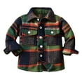thumbnail image 1 of SonxaHe Infant Boys Jacket Plaid Lapel Long Sleeve Button Tops Children Fleece Streetwear Soft Cozy Autumn Jackets Green,Sized 12-18 M, 1 of 6