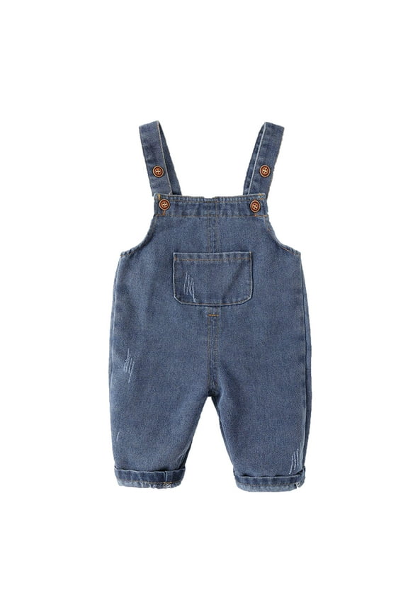 Boy Jeans Baggy Denim Overalls with Pockets Baby Cute Comfy Autumn Suspender Fall Casual Jeans Blue,Sized 18-24 M