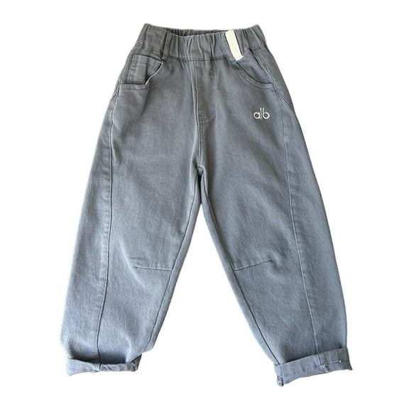 SonxaHe Boys' Pants Stretch Waist Straight Leg Active Trousers Child School Stylish Autumn Pants Gray,Sized 12-18 M