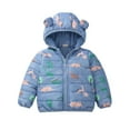 thumbnail image 1 of SonxaHe Infant Boys Winter Coat Dinosaur Prints Hooded Quilted Puffer Coats Kids Fleece Warm Outwear Windproof Coats Blue,Sized 18-24 M, 1 of 5