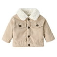 thumbnail image 1 of SonxaHe Infant Boys' Winter Thicken Coats Corduroy Button Up Fleece Thick Warm Comfy Windproof Outwear Beige,Sized 9-12 M, 1 of 5