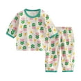thumbnail image 1 of SonxaHe Infant Girl Boy Outfits Cartoon Prints Short Sleeve Shirt Shorts Kids Sleepwear Satin Silk Loose Outfit Set Green,Sized 12-18 M, 1 of 3