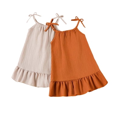 SonxaHe Infant Girl Dresses Sleeveless Solid Loose Tank Dress Baby Summer Lightweight Comfortable Dresses Clothes Brown,Szie 9-12 M