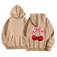 thumbnail image 1 of SonxaHe Infant Girl Hooded Sweatshirt Cherry Graphic Long Sleeve Hoodies Kids Breathable Streetwear Loose Athletic Hoodies Beige,Size 1-2 Y, 1 of 4