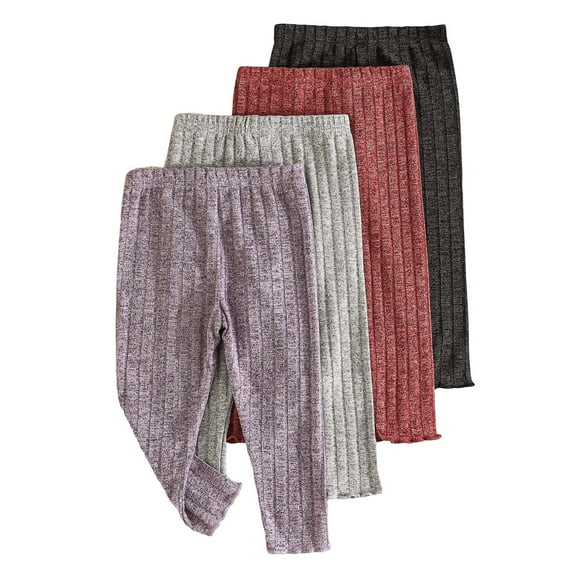 SonxaHe Infant Girl Pants Stretchy Waist Knit Active Pants Baby Soft Comfy Solid School Winter Casual Trousers Multi-color,Sized 18-24 M