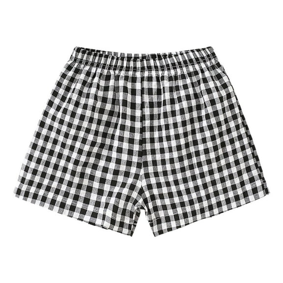 SonxaHe Infant Girl Shorts Elastic Waist Plaid Casual Shorts Children Summer Breathable Thin Half Pants Black,Sized 18-24 M
