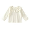 thumbnail image 1 of SonxaHe Girl' T Shirt Ruffle Lace Collar Long Sleeve Soft Tshirt Child Spring Autumn Outerwear T Shirt White,Sized 1-2, 1 of 8