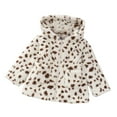 thumbnail image 1 of SonxaHe Infant Girl Winter Coat Leopard Print Flannel Hooded Windproof Coat Thicken Warm Soft Comfy Outerwear White,Sized 12-18 M, 1 of 4