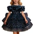 thumbnail image 1 of SonxaHe Infant Girl's Dress Elegant Off-Shoulder Shiny Evening Gown Child Pageant Party Princess Tulle Dresses Blue,Sized 12-18 M, 1 of 6