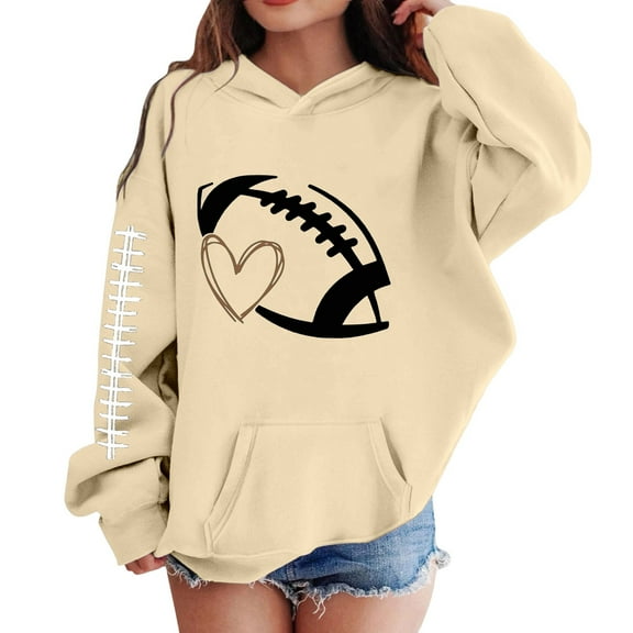 SonxaHe Infant Girl's Hooded Sweatshirt Long Sleeve Baseball Print Fashion Loose Casual Warm Hoodie Beige,Sized 18-24 M