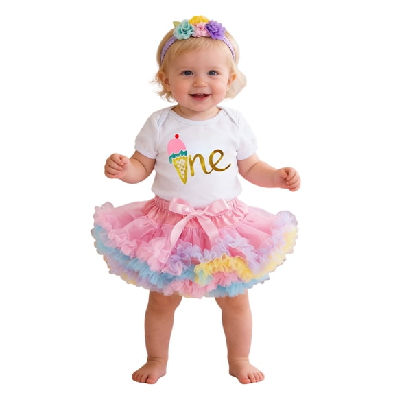 SonxaHe Infant Girl's Outfit Set Party Short Sleeve Bodysuit Tutu Skirt Headband Baby Outfits,3-Piece for Birthday Holiday White,Size 12-18 M