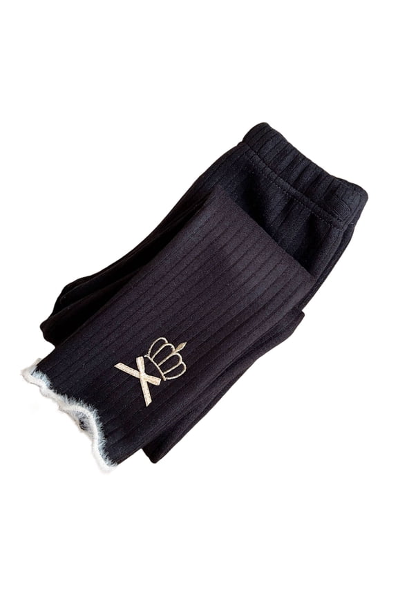 Infant Girl's Pants Stretch Waist Thickened Warm Fleece Leggings for Baby Spring Slim Comfortable Bottoms Black,Size 18-24 M