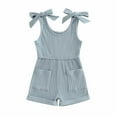 thumbnail image 1 of SonxaHe Infant Girl's Romper 3D Bow Sleeveless Elastic Waist Bodysuits Kids Summer Lightweight Cozy Jumpsuits Blue,Size 18-24 M, 1 of 2